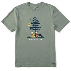 Life Is Good - Mens Jake And Rocket Stop And Listen T-Shirt