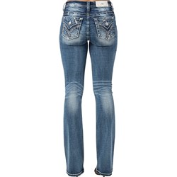 Miss Me - Womens Sequence Feather Mid-Rise Boot Jeans