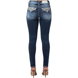 Miss Me - Womens Swirl Embroidery Mid-Rise Skinny Jeans