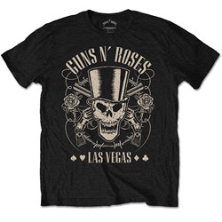 Guns N' Roses - Unisex Top Hat, Skull & Pistols Las Vegas T-Shirt