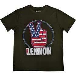 John Lennon - Unisex Peace Fingers Us Flag T-Shirt