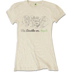 The Beatles - Womens Outline Faces On Apple T-Shirt