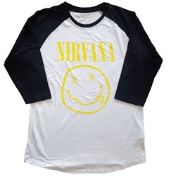 Nirvana - Unisex Yellow Smiley Raglan T-Shirt