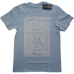 Joy Division - Unisex Unknown Pleasures White On Blue T-Shirt
