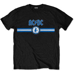 AC/DC - Unisex Blue Logo & Stripe T-Shirt