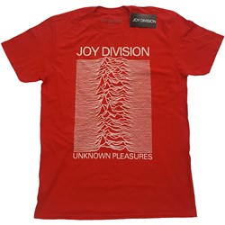 Joy Division - Unisex Unknown Pleasures White On Red T-Shirt