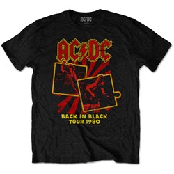 AC/DC - Unisex Back In Black Tour 1980 T-Shirt