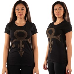 Prince - Womens Gold Symbol Embellished T-Shirt