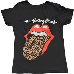 The Rolling Stones - Womens Leopard Print Tongue T-Shirt