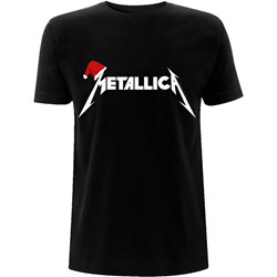 Metallica - Unisex Santa Hat Logo T-Shirt