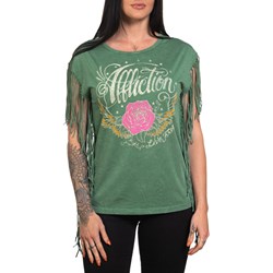 Affliction - Womens Ac Rose Wings Fringe Tank Top