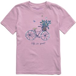 Life Is Good - Kids Quirky Flower Basket Bike T-Shirt