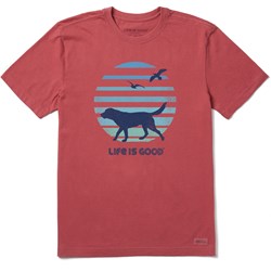 Life Is Good - Mens 70'S Retro Dog Beach Walk T-Shirt