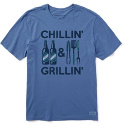 Life Is Good - Mens Chillin' & Grillin' Beer & Bbq T-Shirt