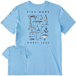 Life Is Good - Mens Fish More Worry Less Hooks And Tackle T-Shirt