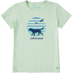 Life Is Good - Womens 70'S Retro Dog Beach Walk T-Shirt