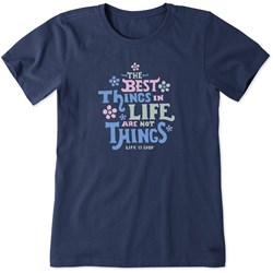 Life Is Good - Womens Best Things In Life Are Not Things Flowers T-Shirt