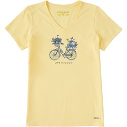 Life Is Good - Womens Bike Flower Baskets T-Shirt