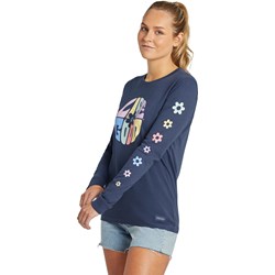 Life Is Good - Womens Daisy Circle Psychedelic Long Sleeve Crusher Tee