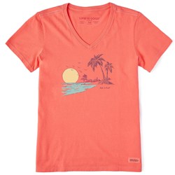 Life Is Good - Womens Fineline Sunset Palms T-Shirt