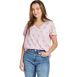 Life Is Good - Womens Flamingo Pattern Allover Print Short Sleeve T-Shirt