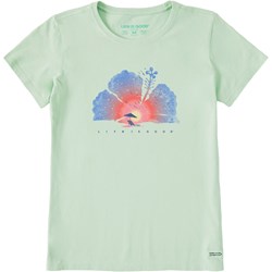 Life Is Good - Womens Hibiscus Beach Watercolor T-Shirt