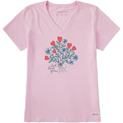 Life Is Good - Womens Let Love Grow Heart Flowers T-Shirt