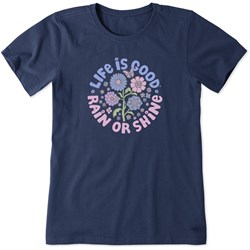 Life Is Good - Womens Rain Or Shine Flowers T-Shirt