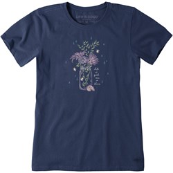 Life Is Good - Womens Rain Or Shine Flower Jar T-Shirt