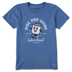 Life Is Good - Womens Rise And Shine Coffee T-Shirt