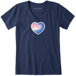 Life Is Good - Womens Sunrise Surf Heart T-Shirt