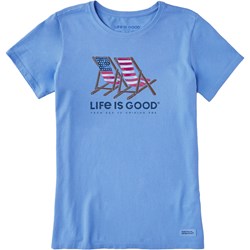 Life Is Good - Womens Tie Dye Americana Beach Chairs T-Shirt