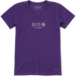 Life Is Good - Womens Tie Dye Spatter Three Daisies T-Shirt