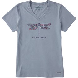 Life Is Good - Womens Wildflower Dragonfly Watercolor T-Shirt