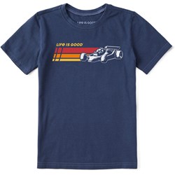 Life Is Good - Kids Clean Race Car Stripes Short Sleeve T-Shirt