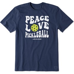 Life Is Good - Mens Groovy Peace Love Pickleball Crusher T-Shirt