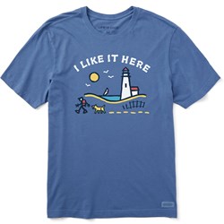 Life Is Good - Mens I Like It Here Lighthouse Walk Crusher T-Shirt