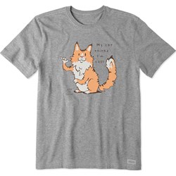 Life Is Good - Mens Quirky Maine Coon My Cat Thinks I' T-Shirt