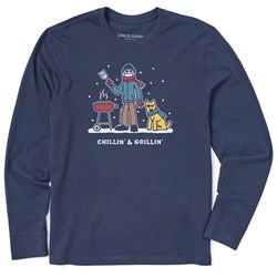 Life Is Good - Mens Snowy Chillin' & Grillin' Long Sleeve Crusher T-Shirt