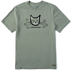 Life Is Good - Mens Whisker Cat Short Sleeve Crusher T-Shirt