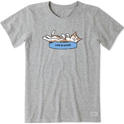 Life Is Good - Womens Belly Rub Cat Crusher T-Shirt
