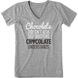 Life Is Good - Womens Chocolate Questions Crusher T-Shirt