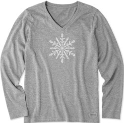Life Is Good - Womens Contrast Snowflake Long Sleeve Crusher T-Shirt