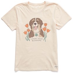Life Is Good - Womens Count Your Blossoms Dog Short Sleeve T-Shirt