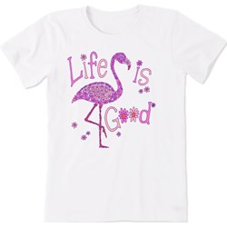 Life Is Good - Womens Daisy Flamingo Crusher T-Shirt