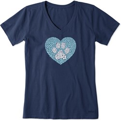 Life Is Good - Womens Daisy Heart Paw Crusher-Lite T-Shirt