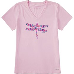 Life Is Good - Womens Dragonfly Flowers Crusher T-Shirt