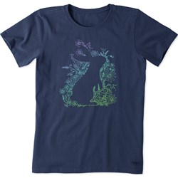 Life Is Good - Womens Flower Bunny Silhouette Crusher T-Shirt