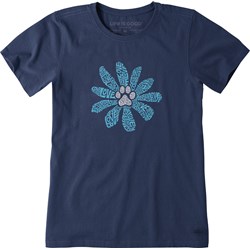 Life Is Good - Womens Flower Love Paw Crusher T-Shirt