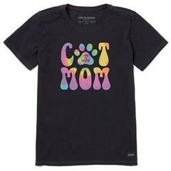 Life Is Good - Womens Groovy Cat Mom Crusher T-Shirt